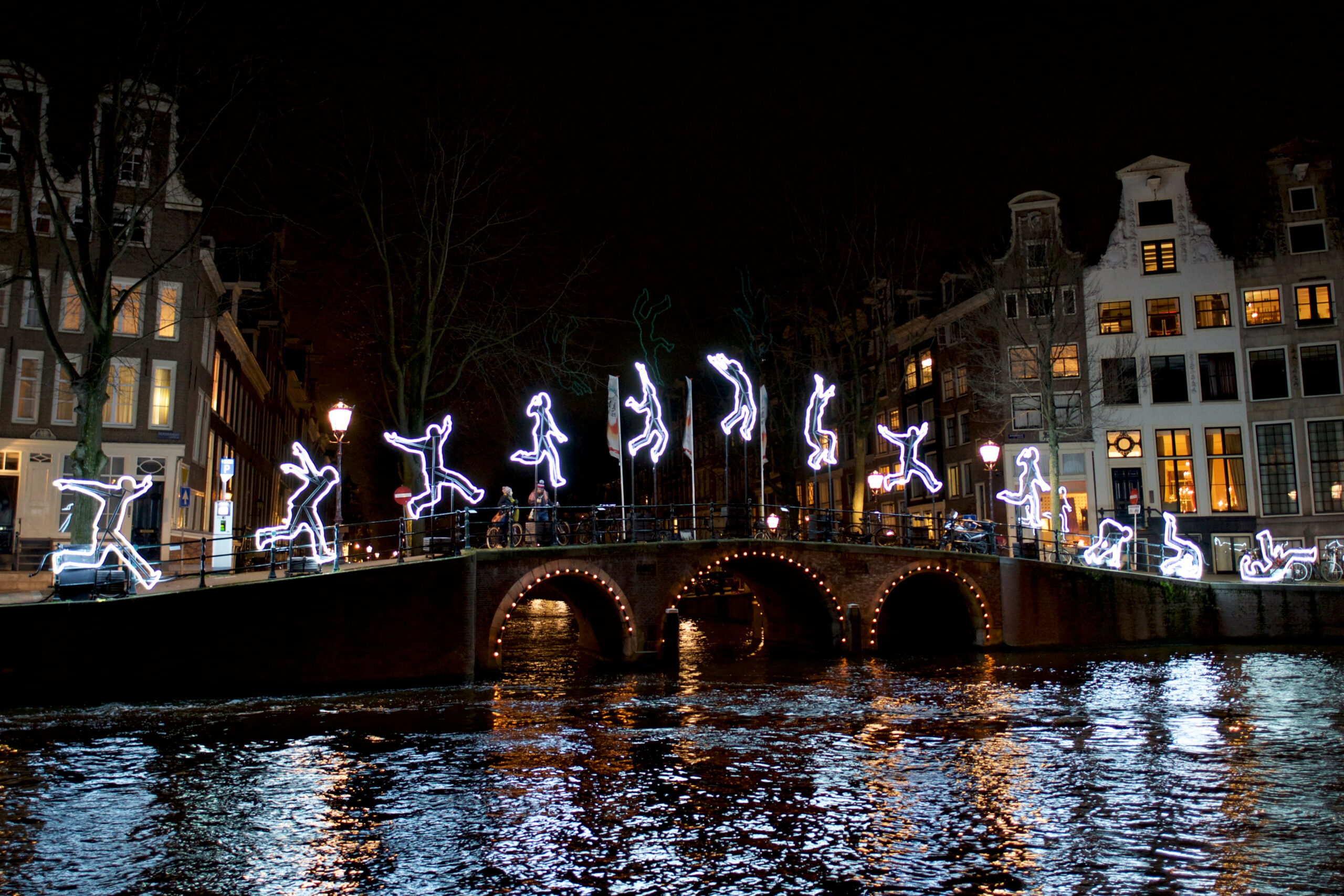 Amsterdam light festival from a boat